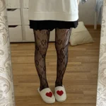 Women Rattan Sexy Stockings Club Party Anti-Snagging Flowers Tights Calcetines Fish Net Stocking Fishnet Mesh Lace Pantyhoses photo review